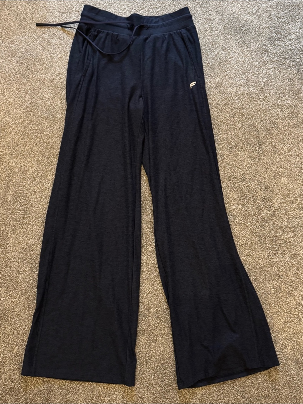 Fabletics Cloud Jersey Wide Leg Loungewear Drawstring Pants Heather Navy XS